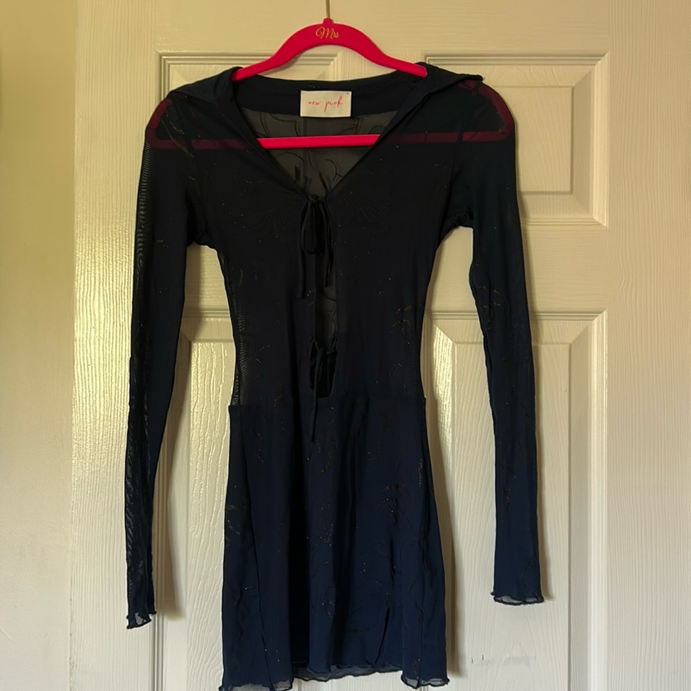Navy blue mesh dress
